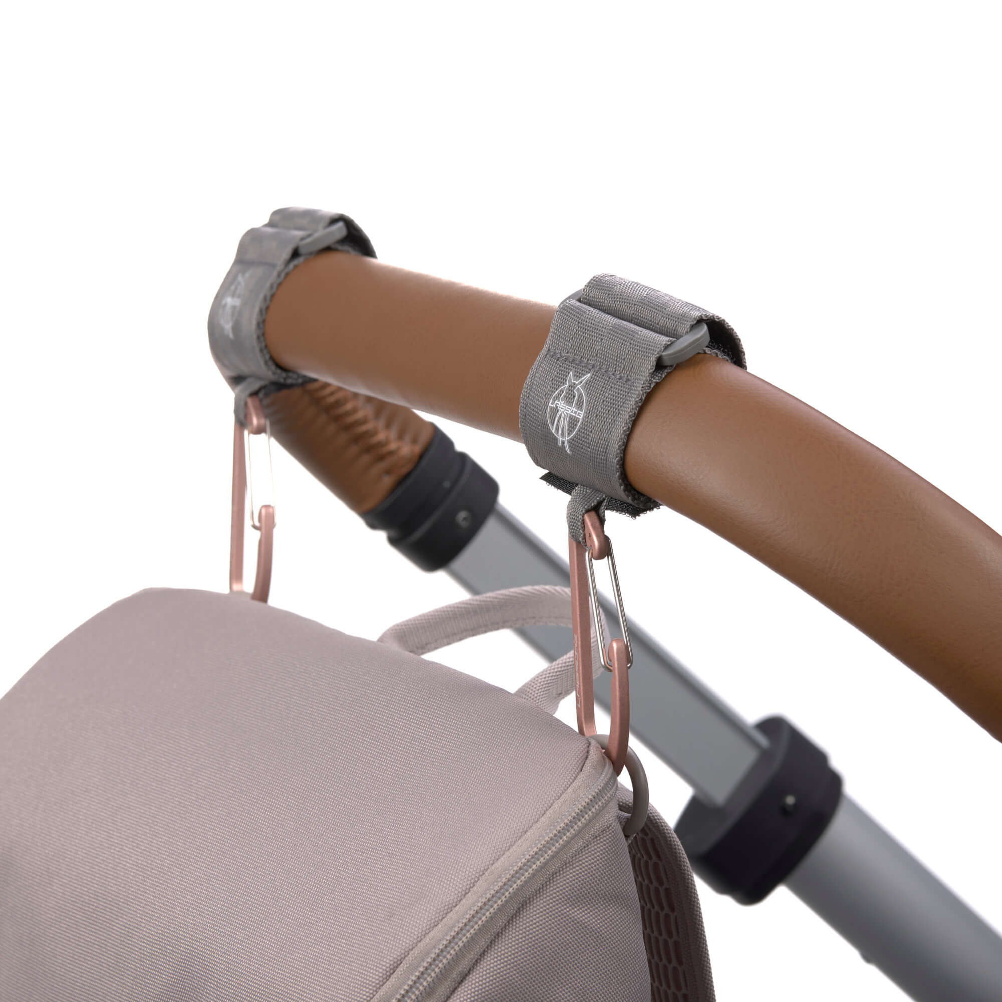 Kinderwagenhaken 2er Set - Karabiner, Grau