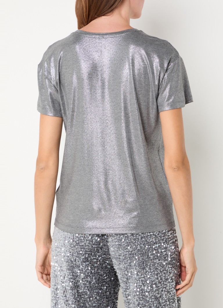 T-shirt Summum con scollo a V e inserti in lurex