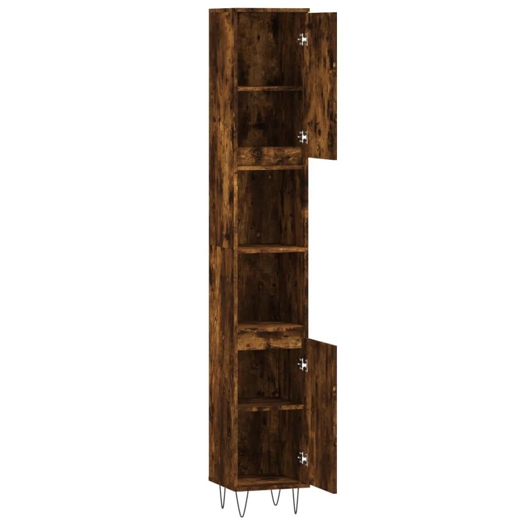 vidaXL Badezimmerspiegelschrank Badschrank Räuchereiche 30x30x190 cm Holzwerkstoff (1-St)