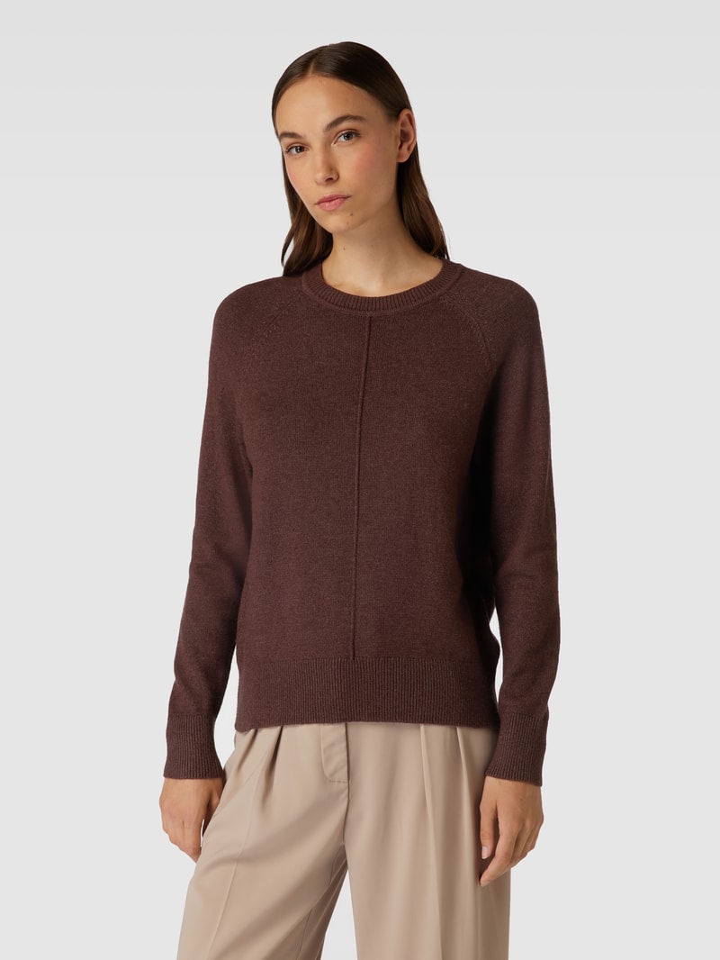 Strickpullover mit gerippten Abschlüssen in metallic braun meliert