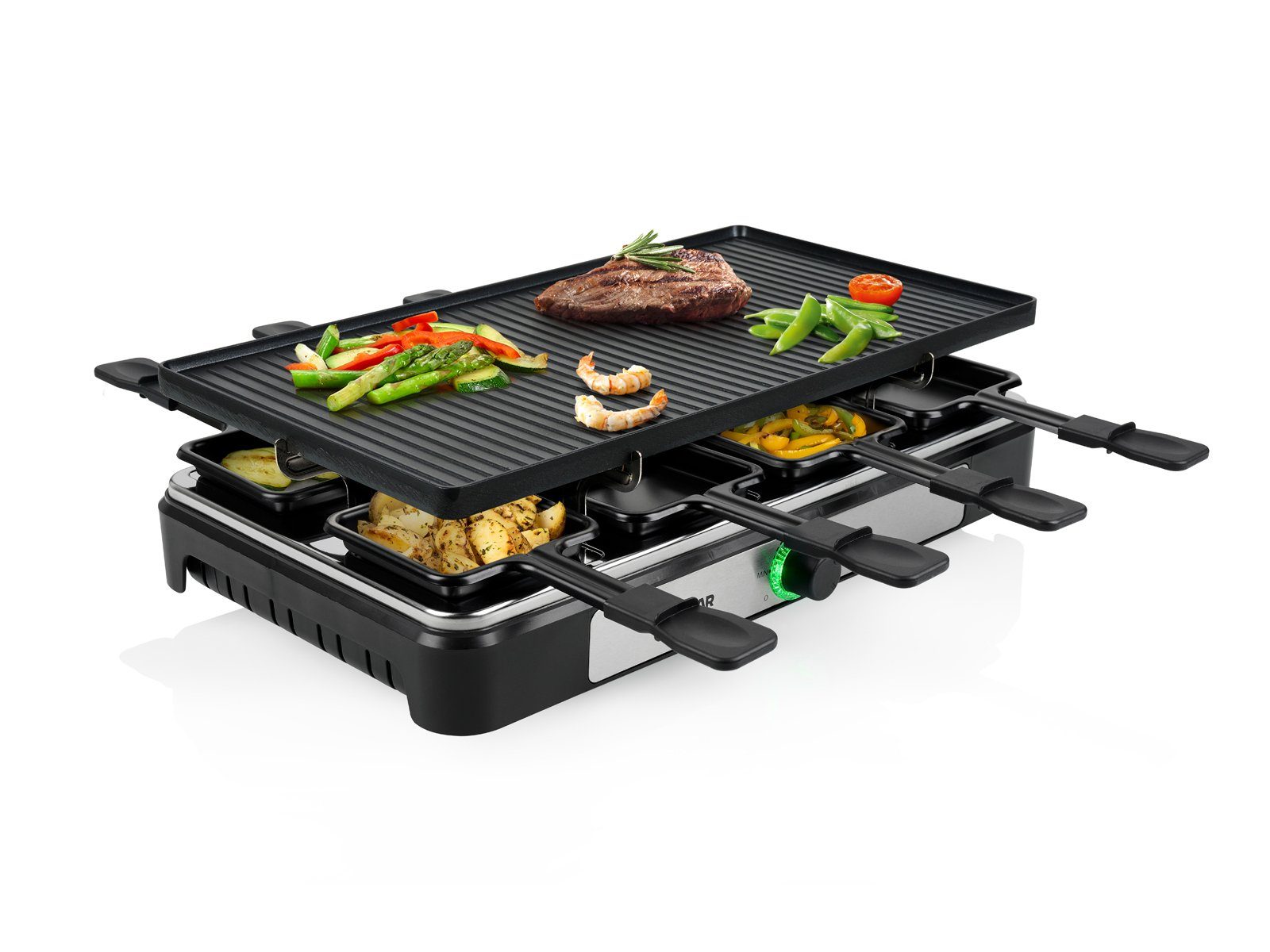 Setpoint Raclette, 1400 W, Gerät für 2-8 Personen Tischgrill wendbare Grillplatte Teppanyaki