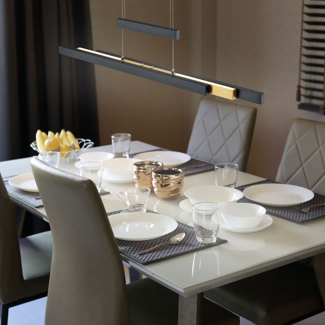 TRIO LED Pendelleuchte Trajan Schwarz Gold