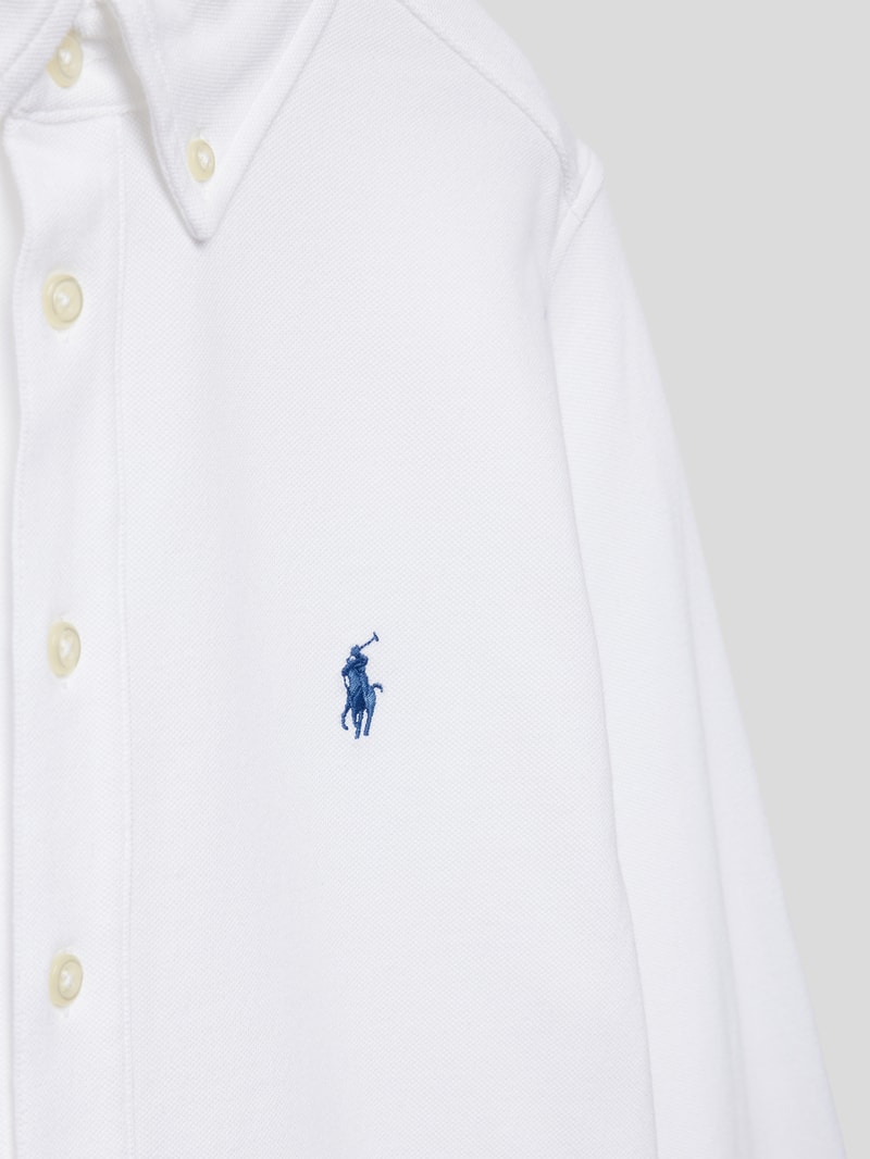 Freizeithemd mit Label-Stitching in weiß