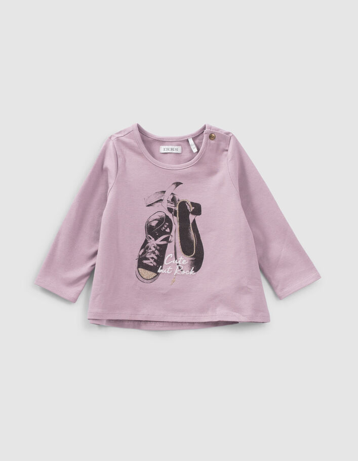 T-shirt parme visuels chaussures bébé fille