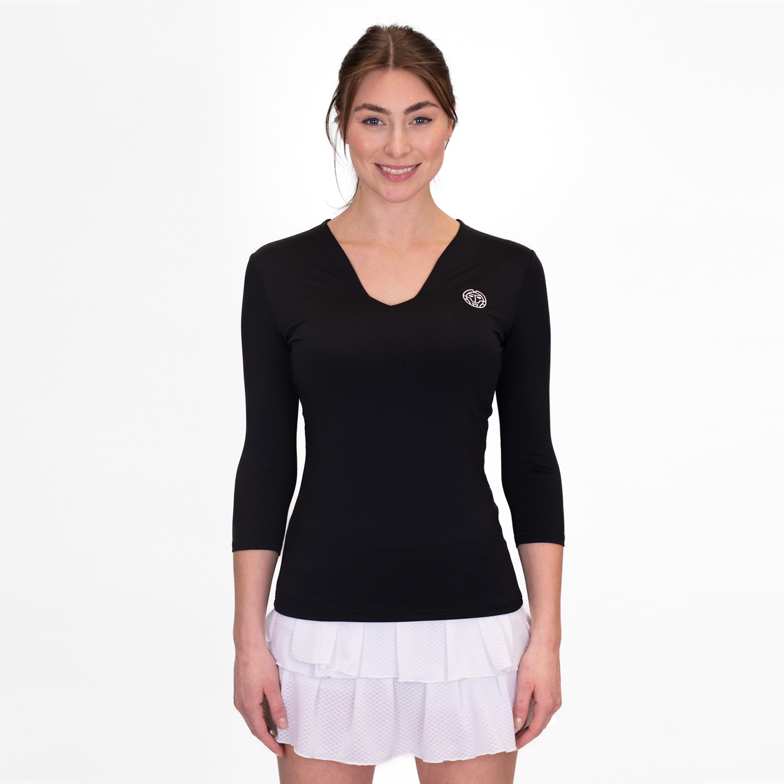 Crew V-Neck Longsleeve Damen - Schwarz