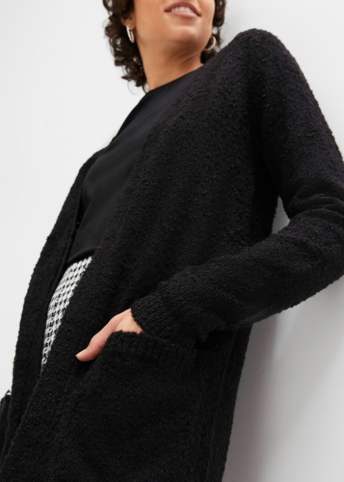 Boucle-Longstrickjacke