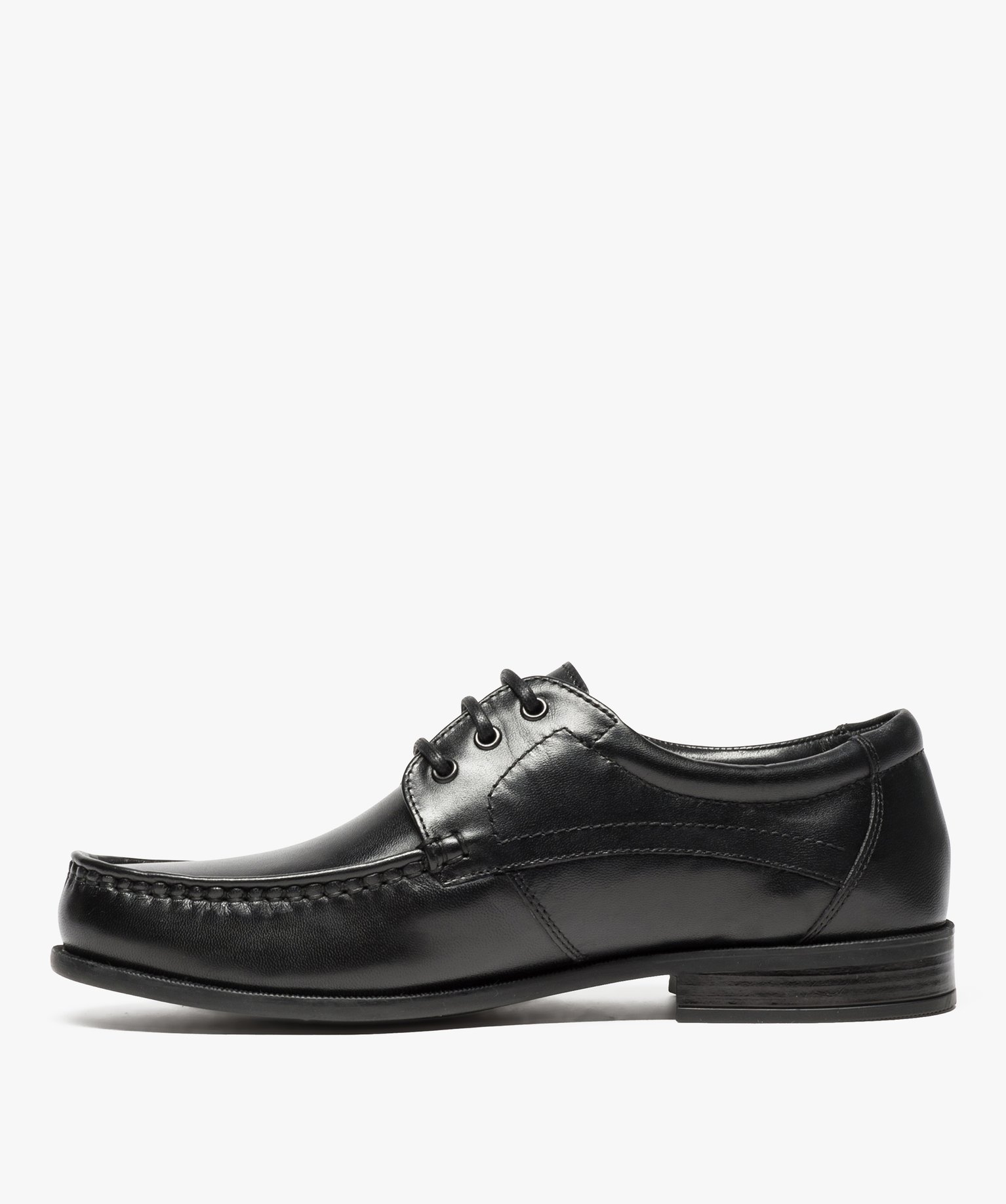Mocassins homme à lacets dessus et intérieur cuir noir | GEMO