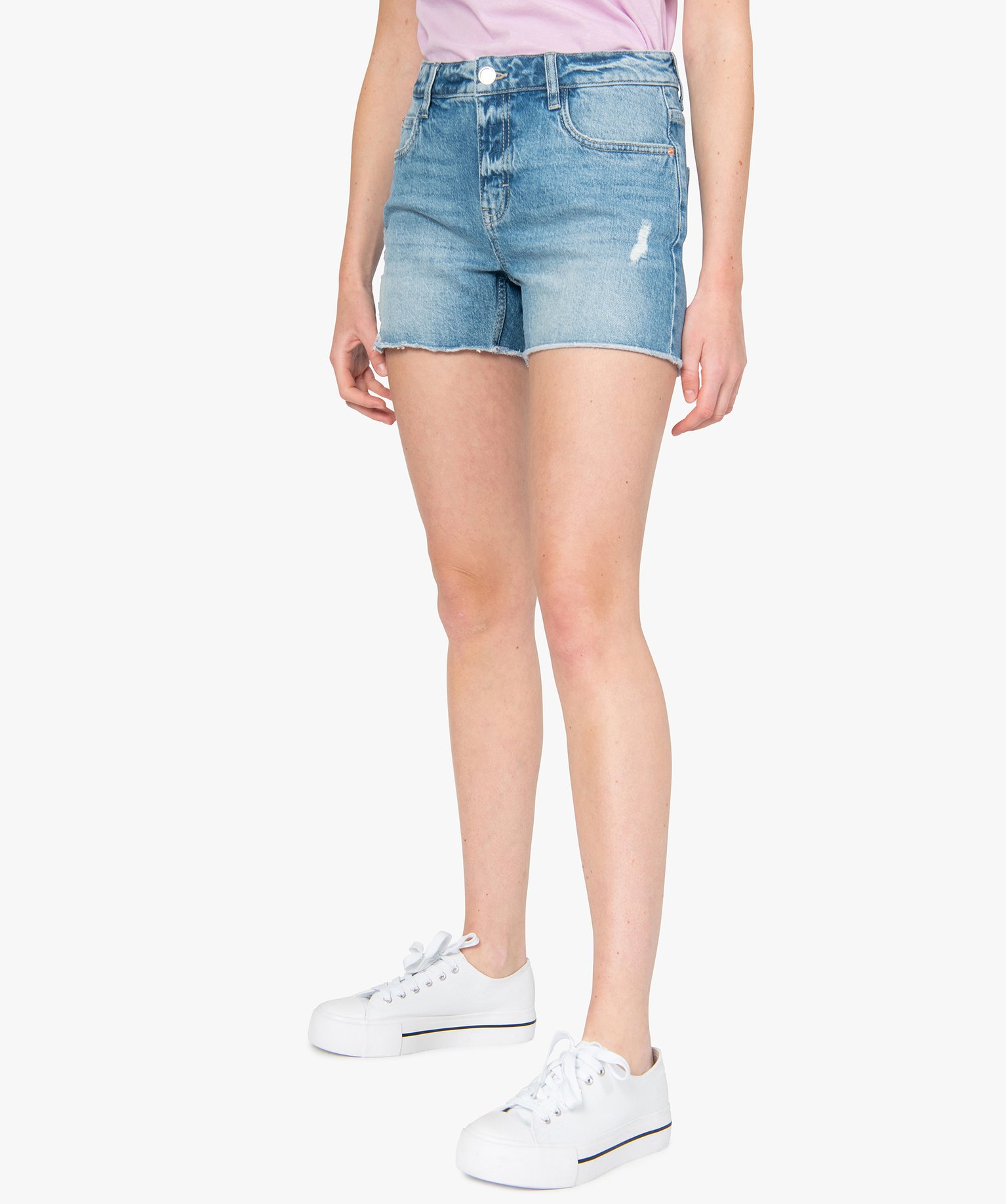 Short femme en jean aspect usé bleach | GEMO