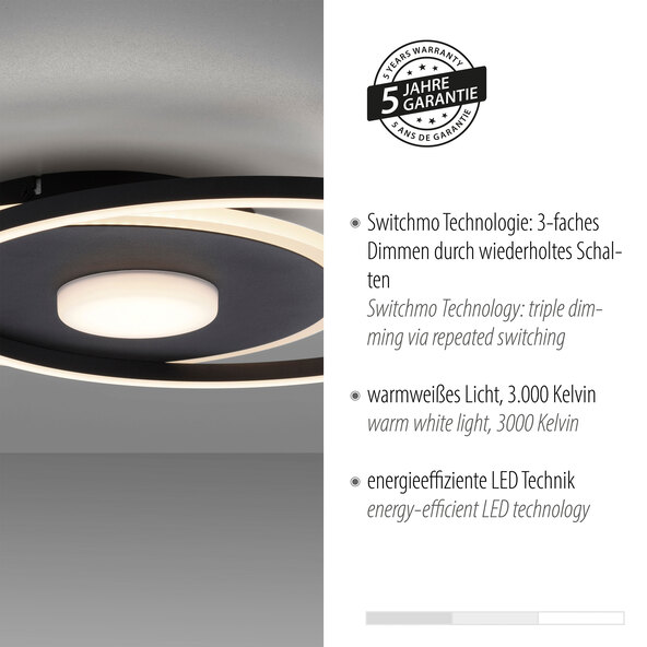 LED-Deckenleuchte Domino, rund, 45 x 39,5 cm