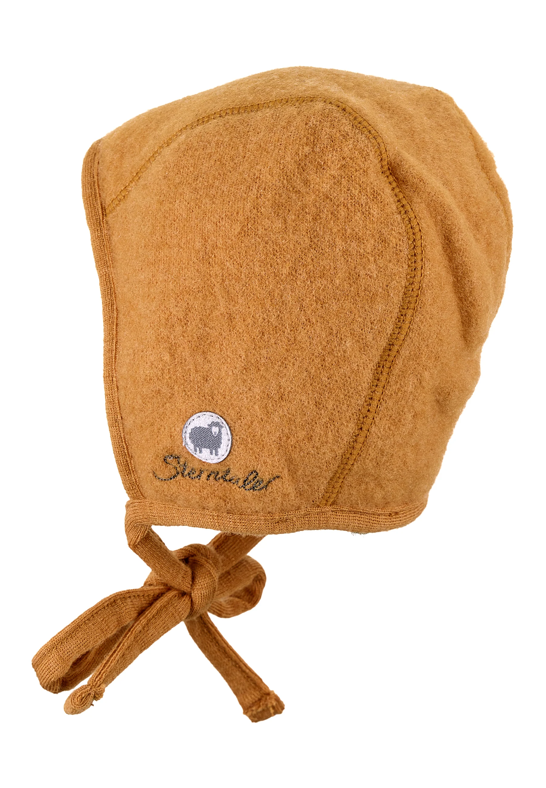 Häubchen aus Wolle (Merino) mit Bindeband