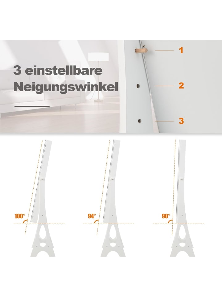 COSTWAY Schmuckschrank mit LED & Spiegel in Weiß günstig kaufen onesize