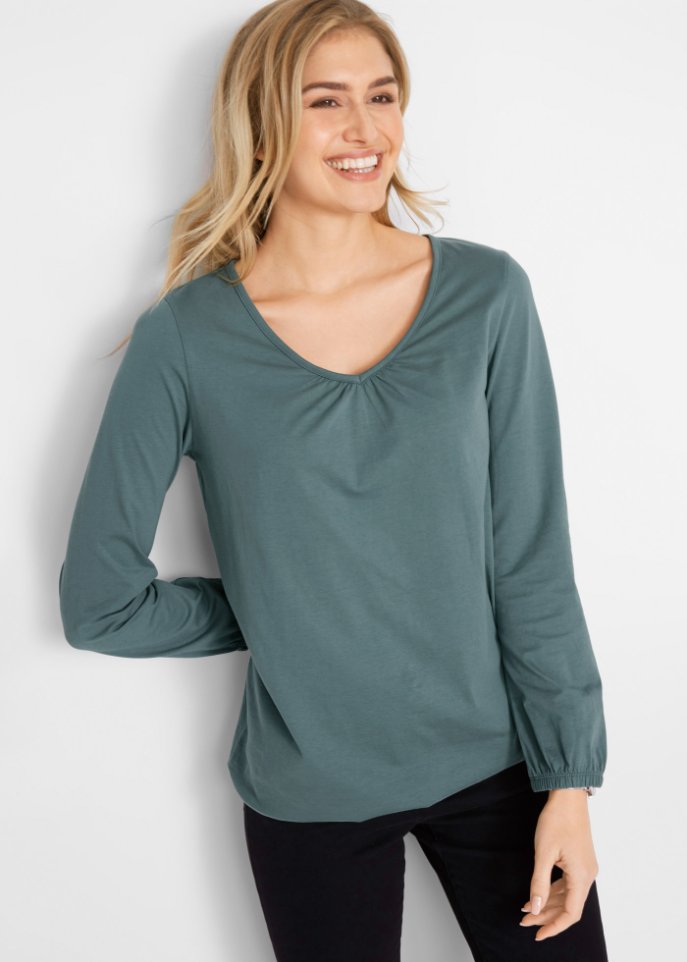 Baumwoll Langarmshirt mit Gummizug
