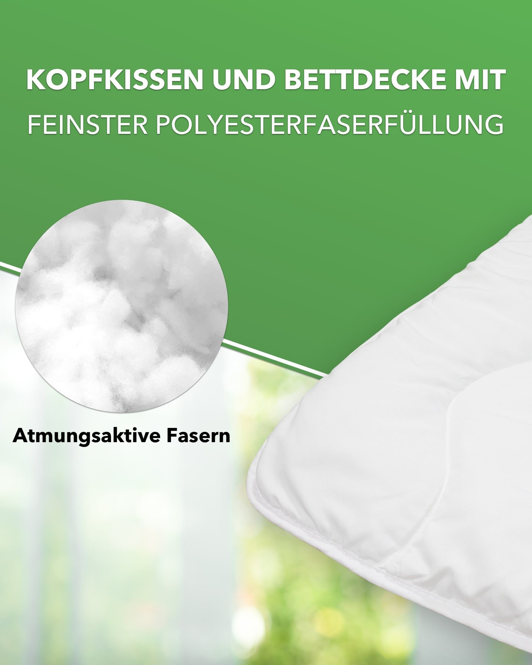 Bettdecke + Kopfkissen, Bettenset 4-Teilig - 2x Bettdecke 135x200 cm 2x Kissen 80x80 cm, DILUMA, Bezug: Polyester Mikrofaser, Bettdecken Set mit Kopfkissen, Ganzjahresdecke Steppdecke