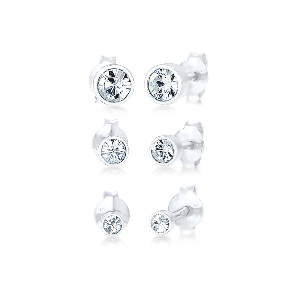 Elli Elli Boucles d'Oreilles Femmes Clous d'oreilles Set Étincelant avec Cristaux en A Boucles d'oreilles