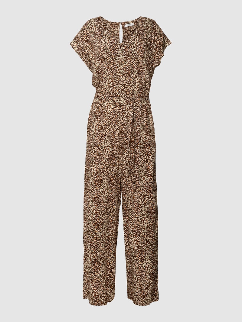 Jumpsuit aus reiner Viskose mit Animal-Print Modell 'Joella' in schwarz