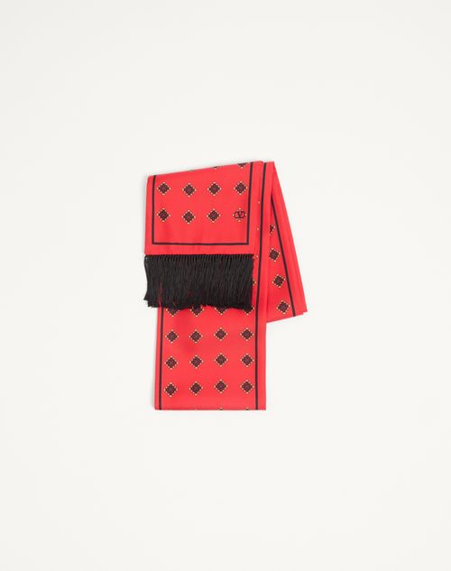 Lenço Bandeaux Opticool em seda com franjas