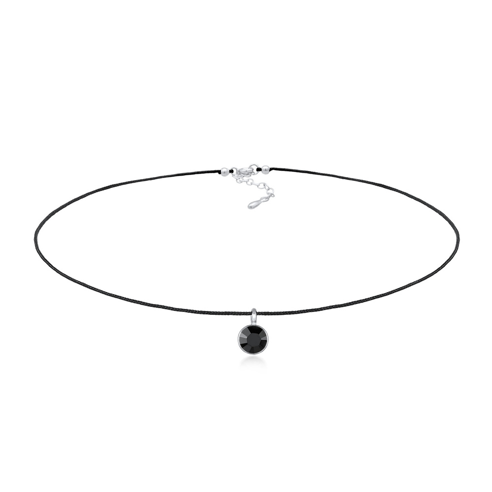 Elli Elli Collier Femmes choker en nylon avec cristal en argent sterling 925 collier