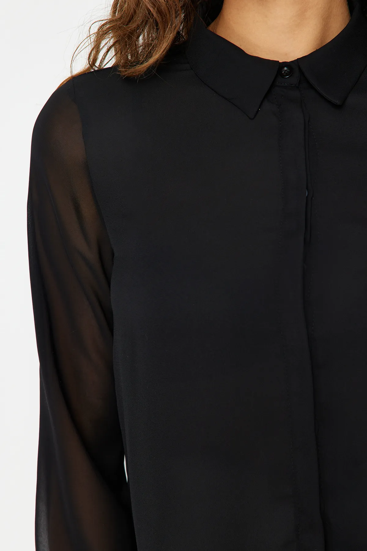 Trendyol Collection  Transparentes schwarzes Webhemd - Regular Fit, TWOAW20GO0116
