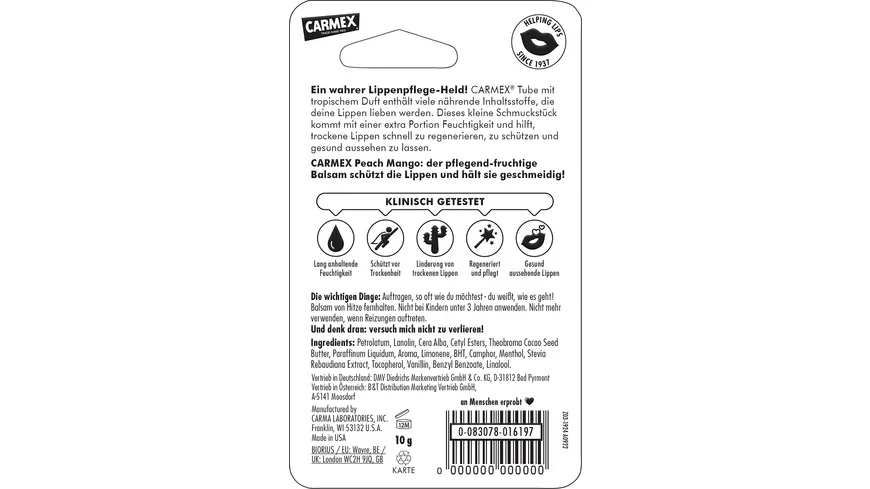Carmex Lippenpflege Peach Mango Tube 10 g