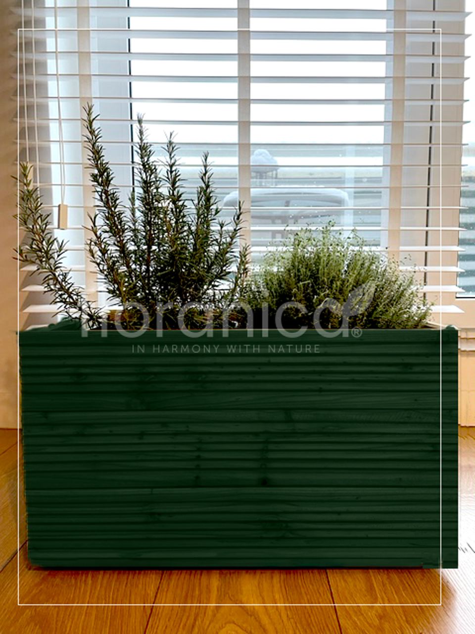 Pemicont Floranica Blumentopf aus Holz Kasten 50cm x 335cm x 285cm Grün Imprägnierte Lärche Schutzhülle für Kräuter Blumen Haus- und Gartendekoration Innen- und Außeneinsatz EU-Produkt