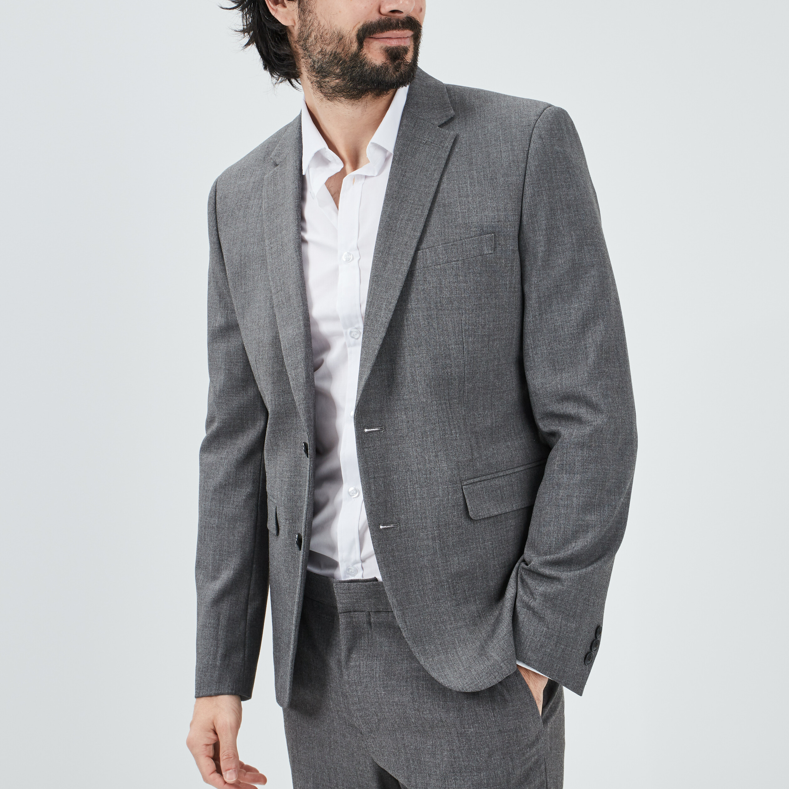 Veste ajustée boutonnée gris homme | La Halle