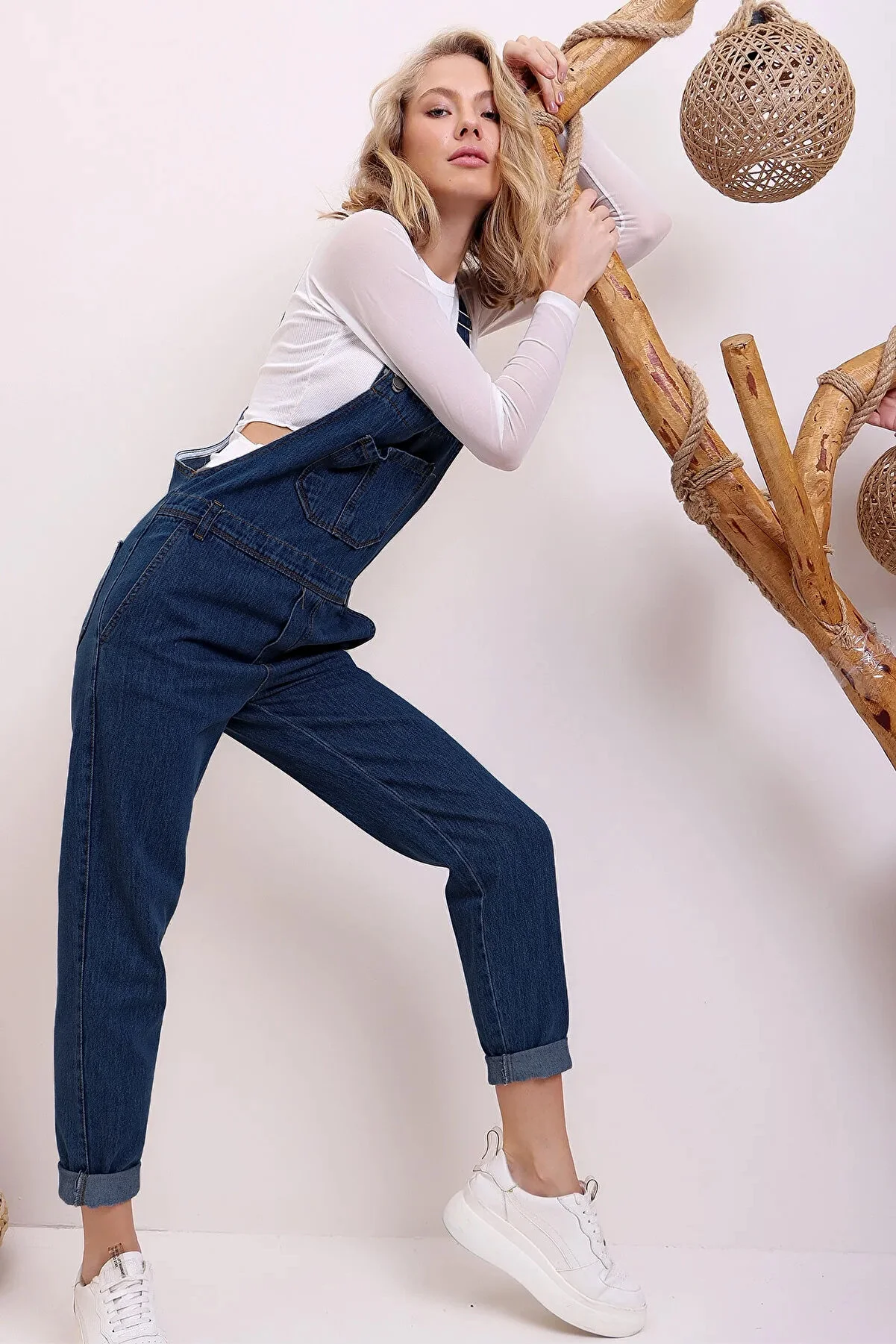 Trend Alaçatı Stili  Latzhose - Blau - Regular Fit