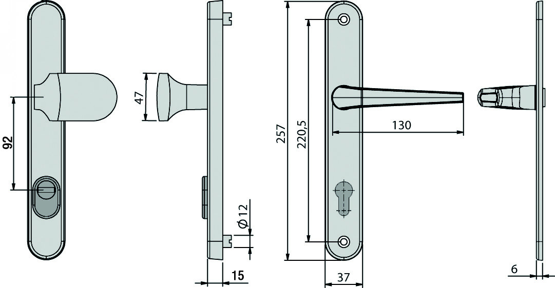 Basi Vollmaterial Schutzbeschlag Langschild eckig Typ 7903-0409