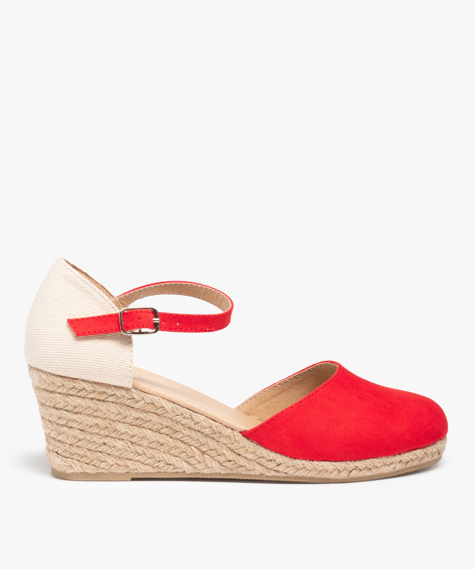 Sandales femme compensées dessus suédine unie orange | GEMO