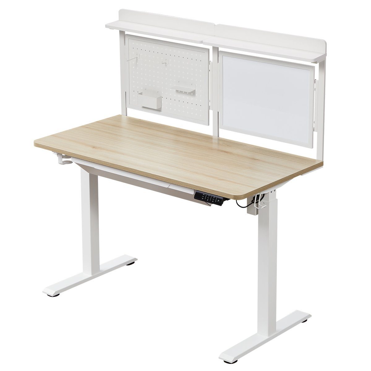 KOWO Schreibtisch Magnetisches Whiteboard, Lochplatte und Schublade für Schreibtisch, Passt nur für unseren Flexi Schreibtisch 120 cm