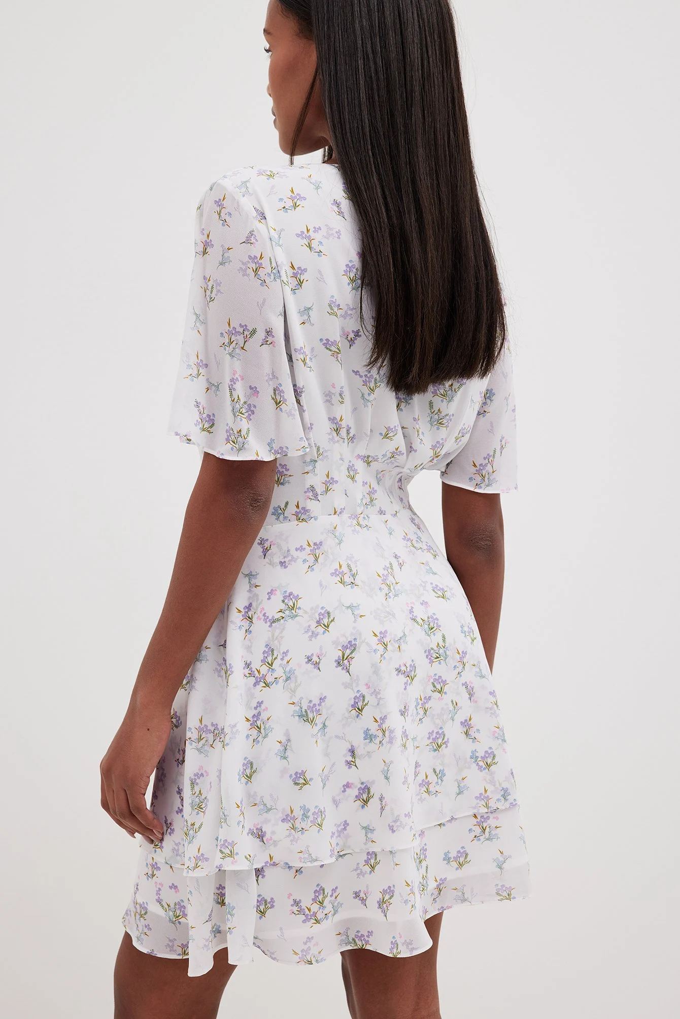 Volant-Minikleid aus Chiffon