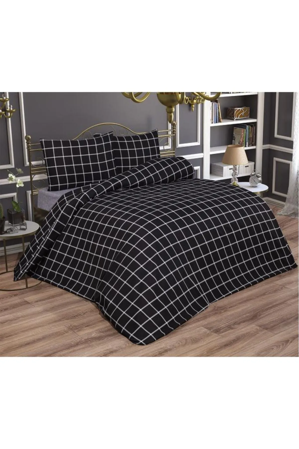 Çeyiz Diyarı  Debora Bettwäscheset für Doppelbett, Schwarz