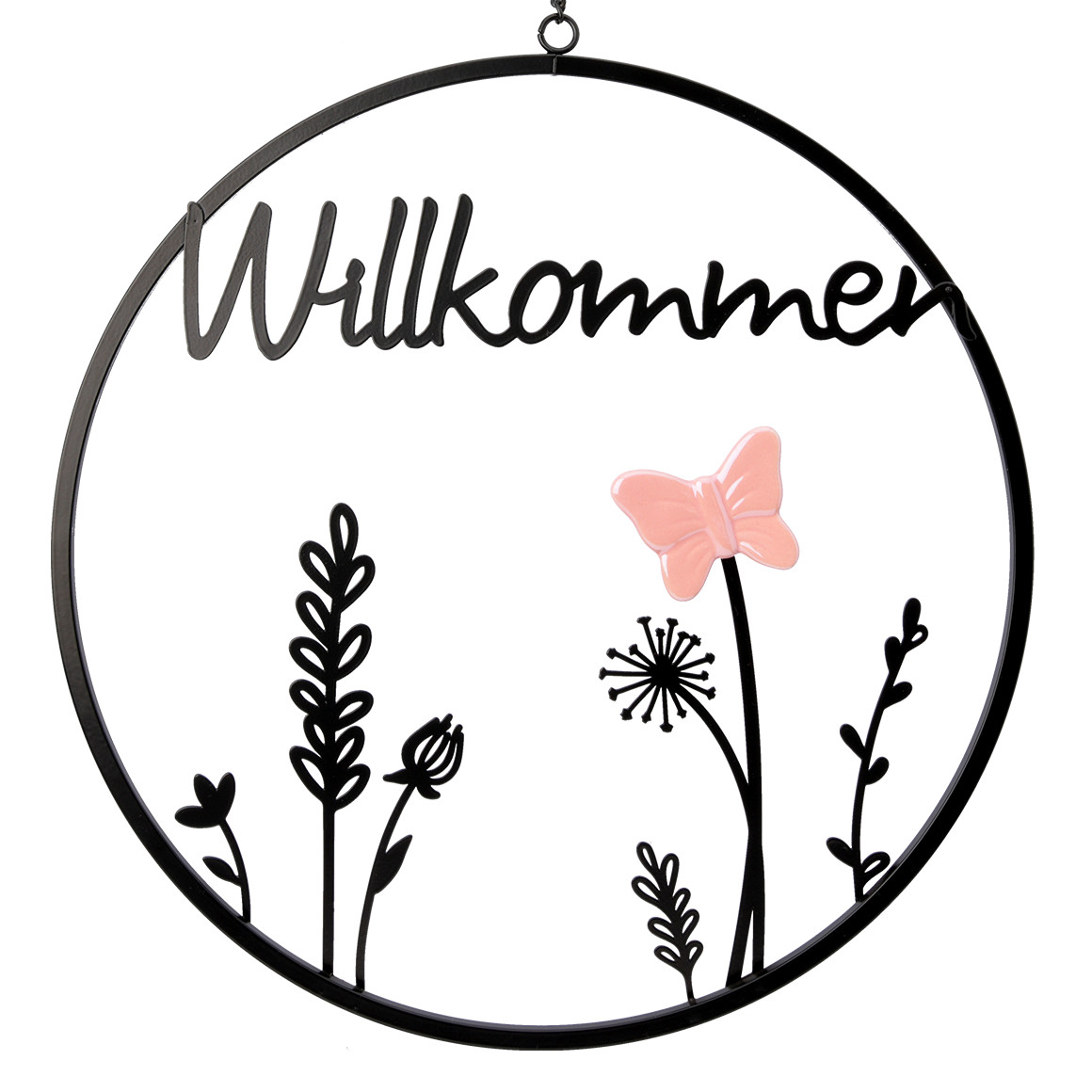 Deko-Hänger Willkommen mit Blumen