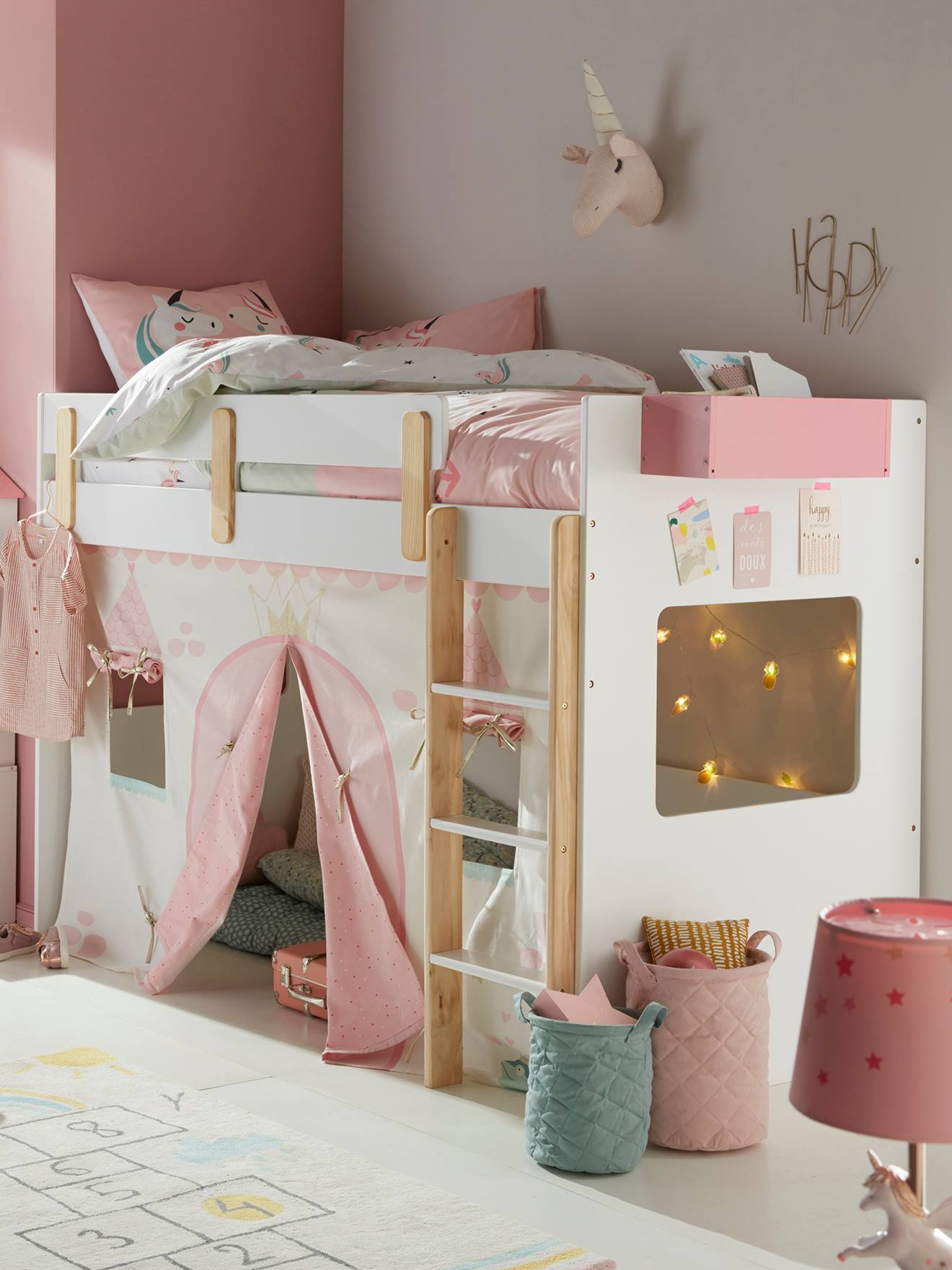 Vertbaudet Kinder Hochbett EVEREST - rosa