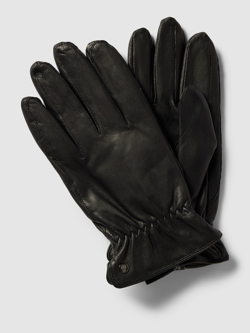Handschuhe mit Label-Detail Modell 'Detroit' in schwarz