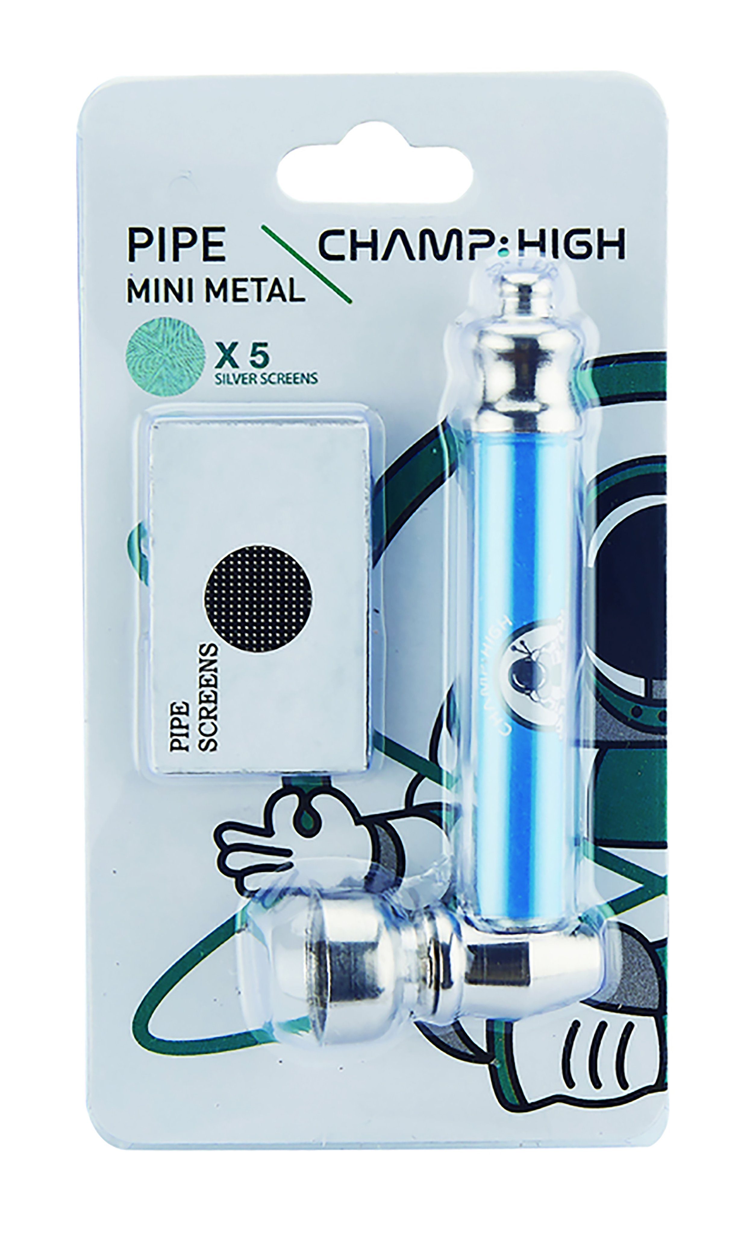CHAMP HIGH Handpfeife MINI PFEIFE Metall 8,5cm lang mit 5 Sieben Tabakpfeife Pipe 54 (Blau), Tabak