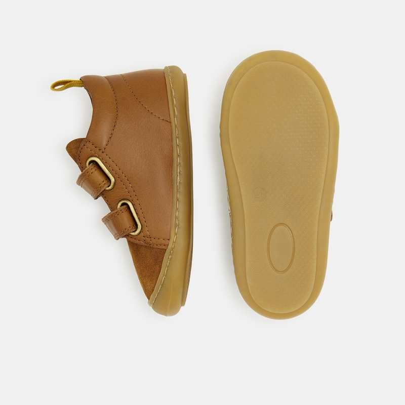 Bottillons 1ers pas souples bi-matière beige bébé garçon