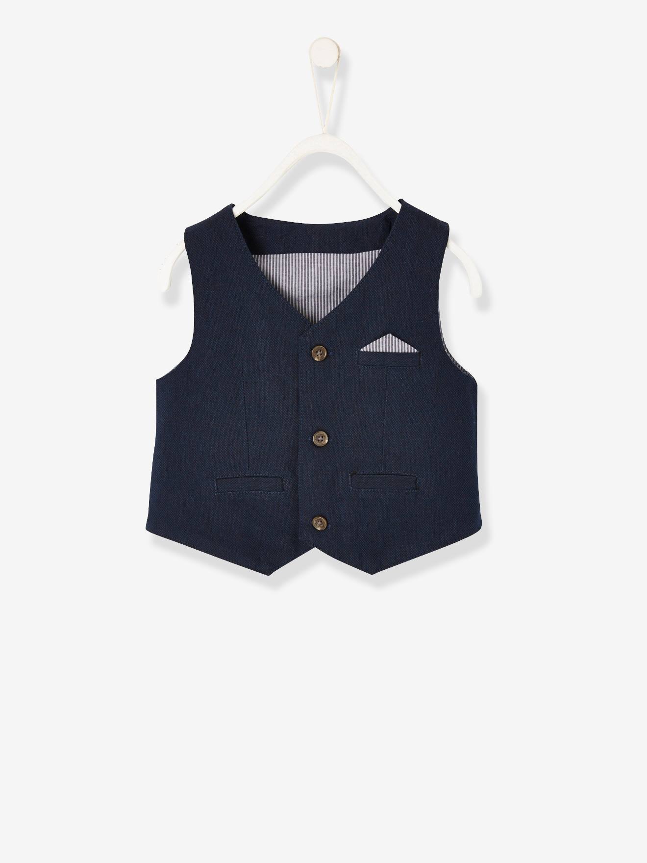 Ensemble 4 pièces bébé garçon cérémonie gilet + chemise + noeud papillon + pantalon encre