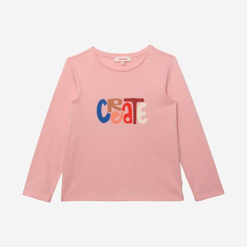 T-shirt fille message rose en coton recyclé Catimini