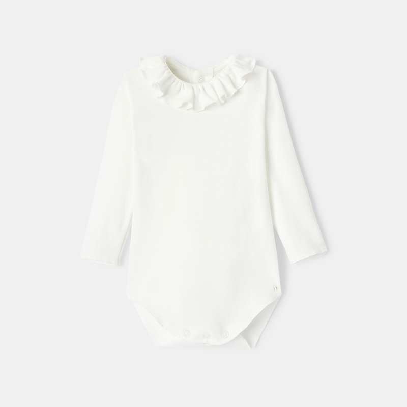 Body à col collerette en interlock blanc naissance Absorba