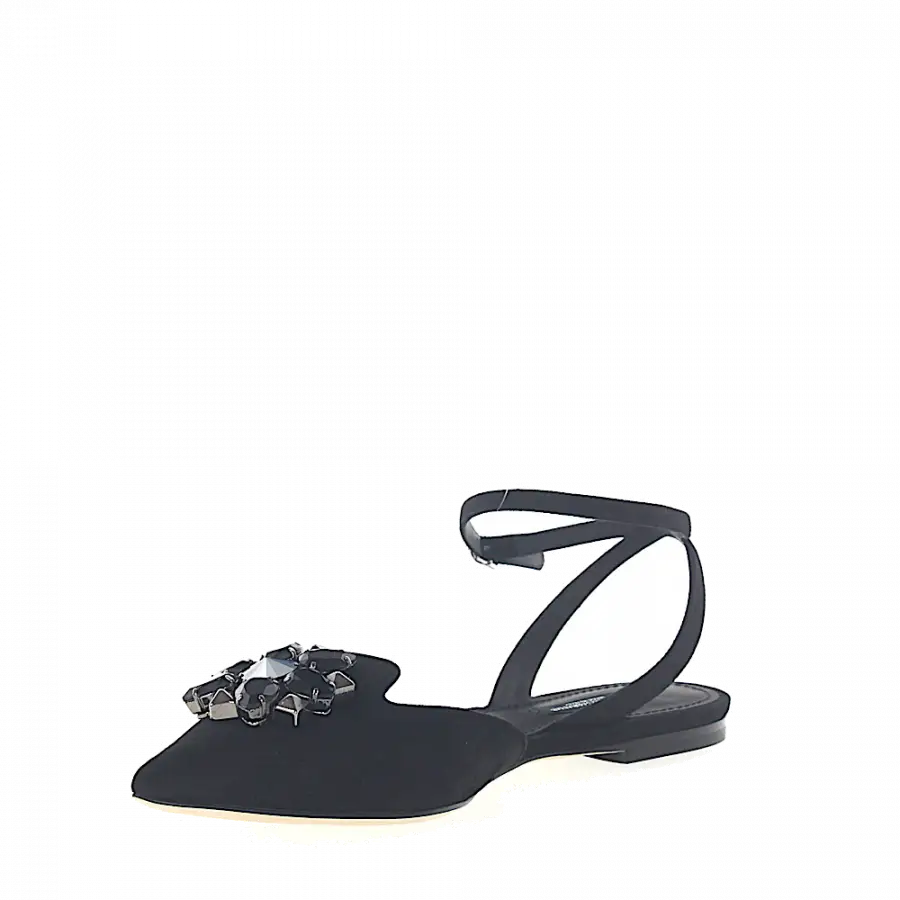 Dolce & Gabbana - Pantoletten Klassisch Schmuckstein schwarz - schwarz