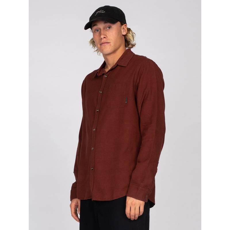RUSTY OVERTONE LONG SLEEVE LINEN SHIRT Langarmhemd Herren