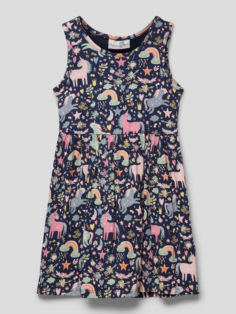 Minikleid mit Allover-Muster in marineblau