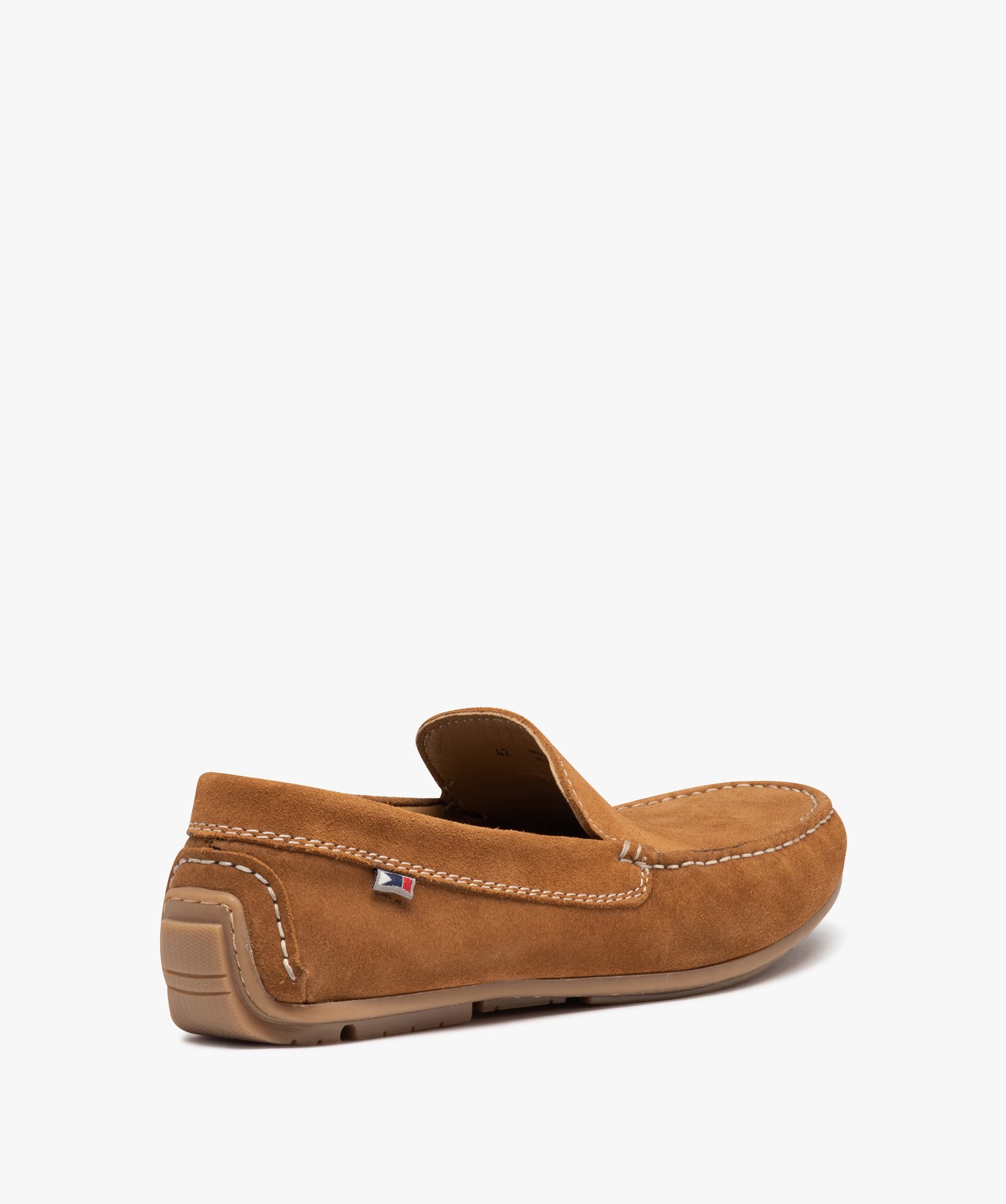 Mocassins homme unis en cuir velours camel | GEMO