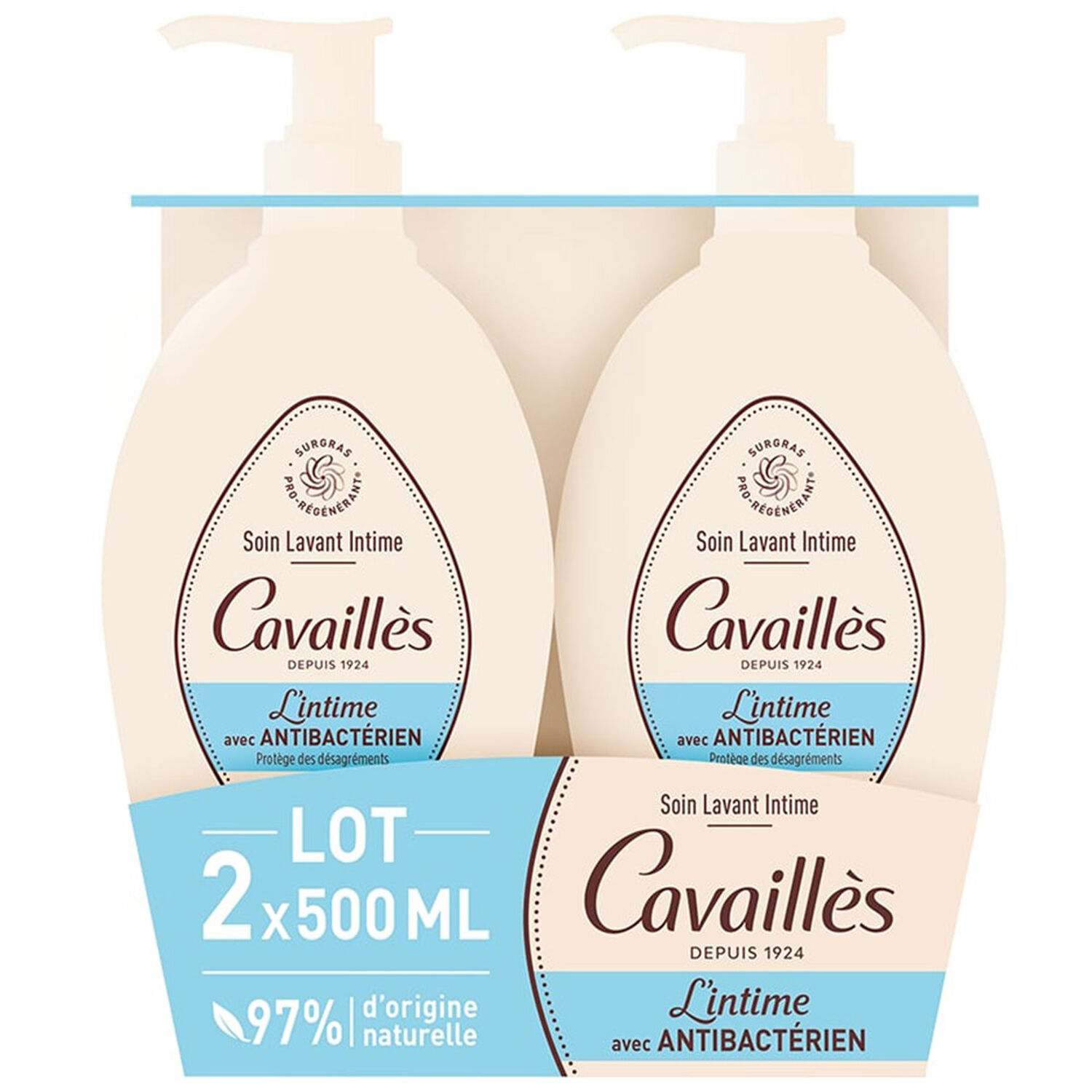Cavaillès l'intime Antibactérien Soin Naturel Hygiène Intime - Lot de 2x500ml