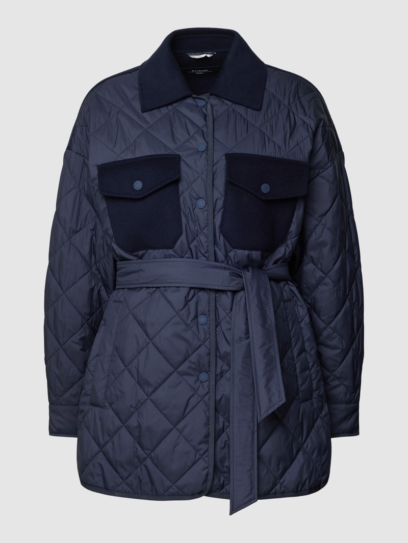 Steppjacke mit Bindegürtel Modell 'PAPRICA' in marineblau