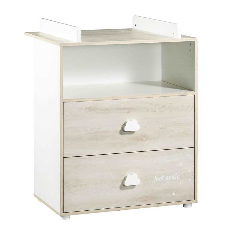 Commode à langer 2 en 1 hêtre cendré Smile