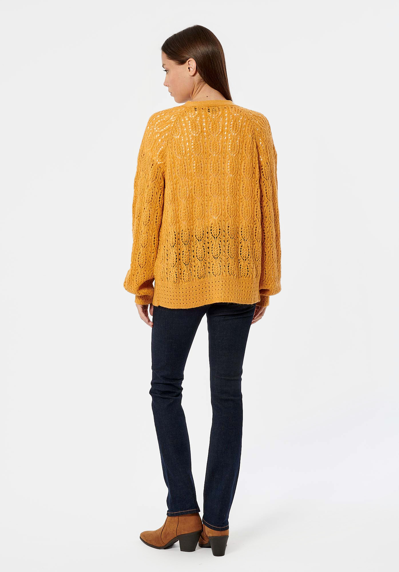 LAEL   Gilet ajouré jaune femme