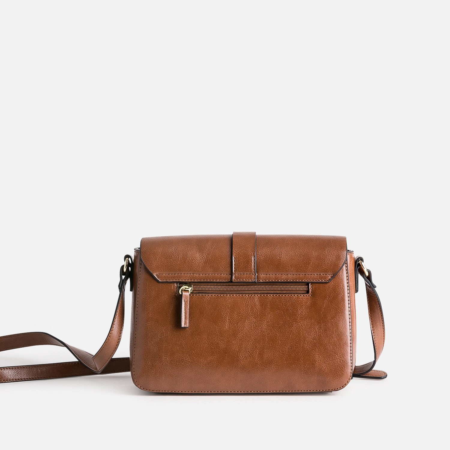 Sac bandoulière cognac avec double anneaux