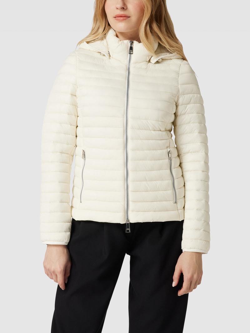 Steppjacke mit Label-Patch und abnehmbarer Kapuze in offwhite