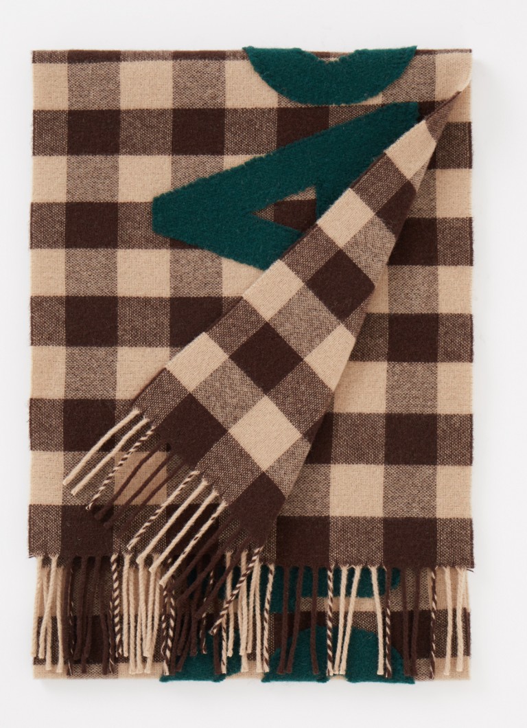 Acne Studiosin villahuivi logolla ja ruutukuosilla 205 x 35 cm